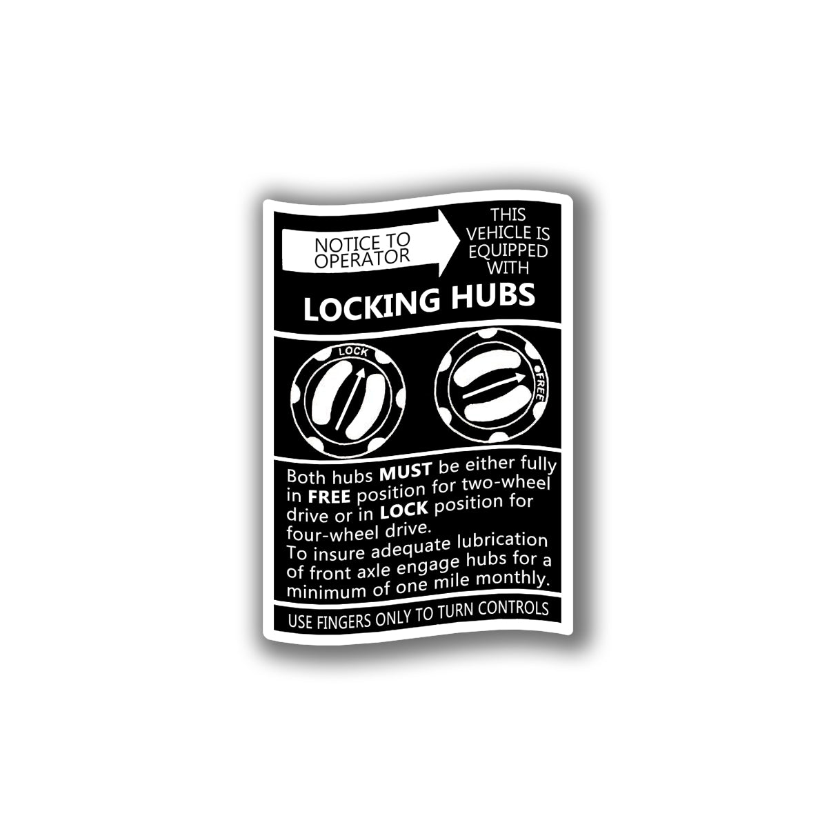 Landcruiser Locking Hub Instructions Decal