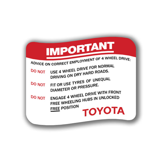 4WD Employment Advice Landcruiser instructions decal