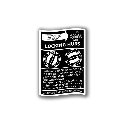 Landcruiser Locking Hub Instructions Decal